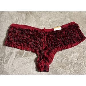 Vintage fashion bug ruffled Red And Black underwear Size 7